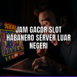 Gambar seseorang bermain slot Habanero online di malam hari.